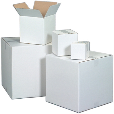 10 x 10 x 10" White Corrugated Boxes - 25/Bundle