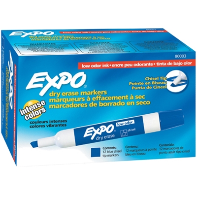 Expo® Blue Dry Erase Markers - 12/Case