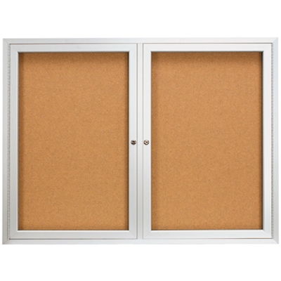 4 x 3' Enclosed Cork Board with Aluminum Frame - 1/Each