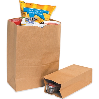 3 3/4 x 2 1/4 x 11 1/2" Kraft Grocery Bags - 500/Case