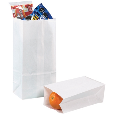 5 x 3 1/4 x 9 3/4" White Grocery Bags - 500/Case