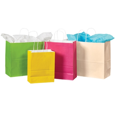 8 x 4 1/2 x 10 1/4" Buttercup Tinted Shopping Bags - 250/Case