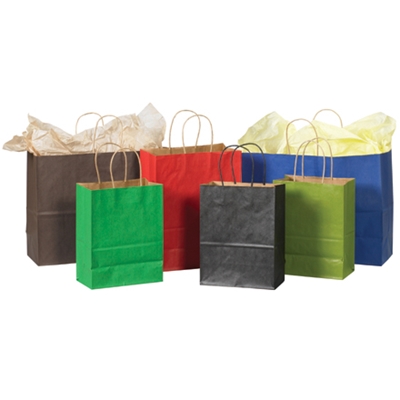 10 x 5 x 13" Green Tea Tinted Shopping Bags - 250/Case