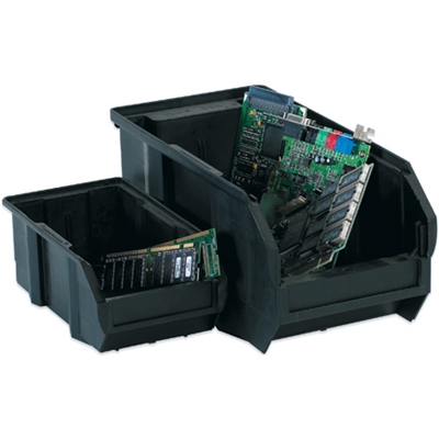 10 7/8 x 5 1/2 x 5" Black Conductive Bin Boxes - 12/Case