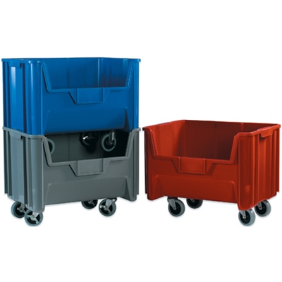 19 7/8 x 15 1/4 x 12 7/16" Blue Mobile Giant Stackable Bins - 3/Case