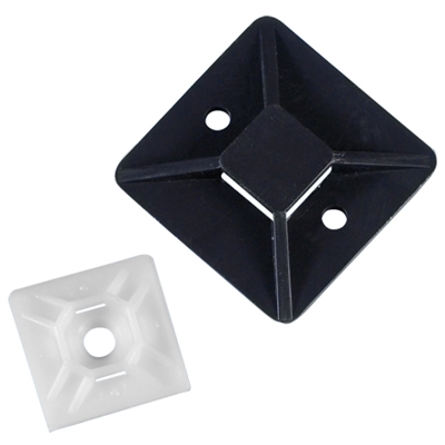 3/4 x 3/4" Black Cable Tie Mounts - 100/Case