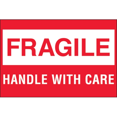 2 x 3" - "Fragile - Handle With Care" - 500/Roll