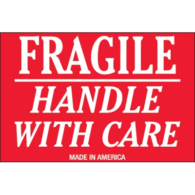 2 x 3" - "Fragile - Handle With Care" Labels - 500/Roll