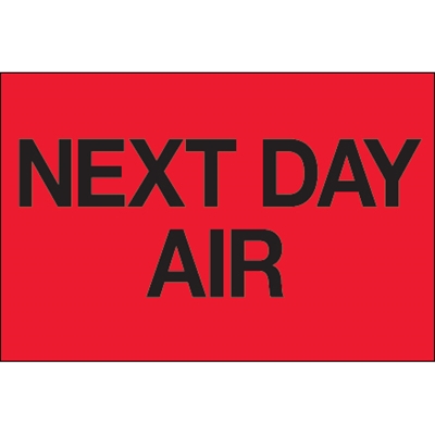 2 x 3" - "Next Day Air" (Fluorescent Red) Labels - 500/Roll