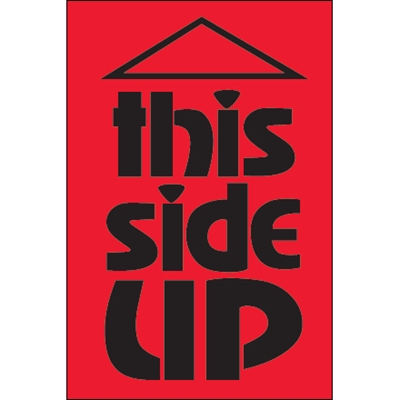 2 x 3" - "This Side Up" (Fluorescent Red) Labels - 500/Roll