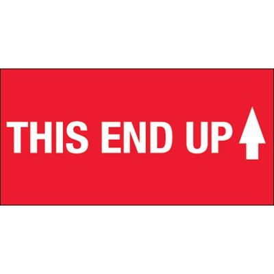 2 x 4" - "This End Up" (High Gloss) Labels - 500/Roll