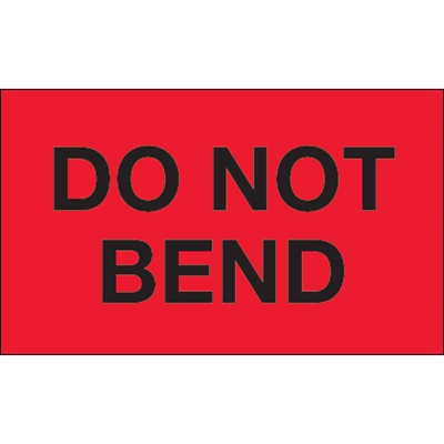 3 x 5" - "Do Not Bend" (Fluorescent Red) Labels - 500/Roll