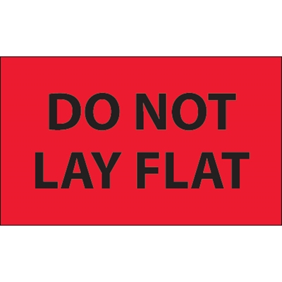 3 x 5" - "Do Not Lay Flat" (Fluorescent Red) Labels - 500/Roll