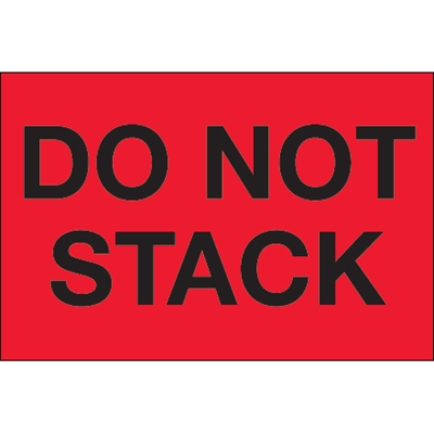 2 x 3" - "Do Not Stack" (Fluorescent Red) Labels - 500/Roll