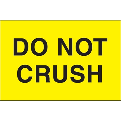 2 x 3" - "Do Not Crush" (Fluorescent Yellow) Labels - 500/Roll