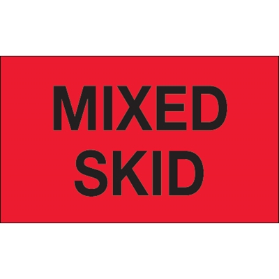 3 x 5" - "Mixed Skid" (Fluorescent Red) Labels - 500/Roll