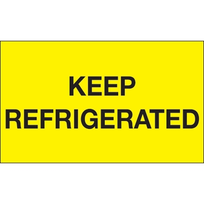 3 x 5" - "Keep Refrigerated" (Fluorescent Yellow) Labels - 500/Roll