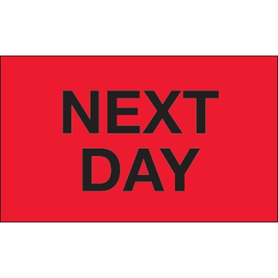 3 x 5" - "Next Day" (Fluorescent Red) Labels - 500/Roll