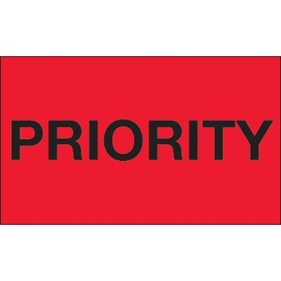 3 x 5" - "Priority" (Fluorescent Red) Labels - 500/Roll