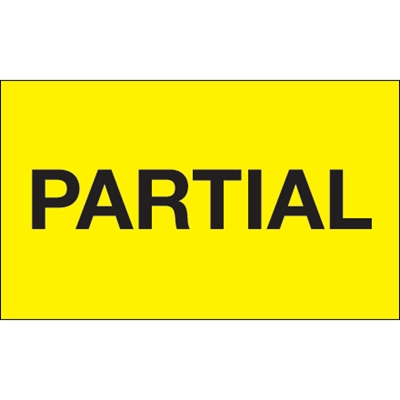 3 x 5" - "Partial" (Fluorescent Yellow) Labels - 500/Roll