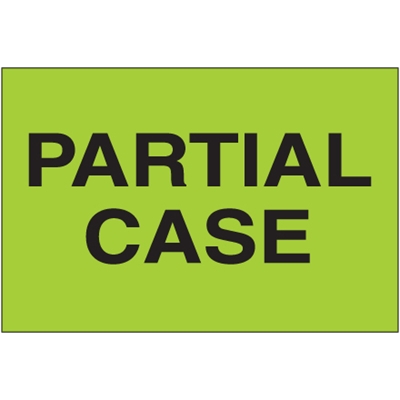 2 x 3" - "Partial Case" (Fluorescent Green) Labels - 500/Roll