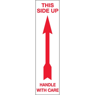 2 x 8" - "Up - Handle With Care" Arrow Labels - 500/Roll