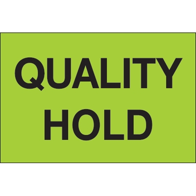 2 x 3" - "Quality Hold" (Fluorescent Green) Labels - 500/Roll