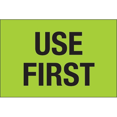 2 x 3" - "Use First" (Fluorescent Green) Labels - 500/Roll