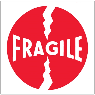 4 x 4" - "Fragile" Labels - 500/Roll