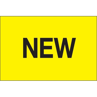 2 x 3" - "New" (Fluorescent Yellow) Labels - 500/Roll