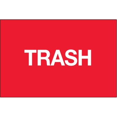 2 x 3" - "Trash" (Fluorescent Red) Labels - 500/Roll