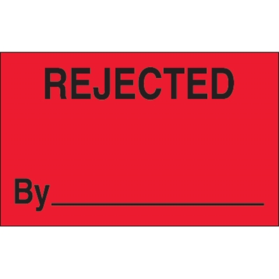 1 1/4 x 2" - "Rejected By" (Fluorescent Red) Labels - 500/Roll