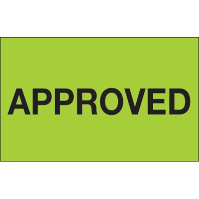 1 1/4 x 2" - "Approved" (Fluorescent Green) Labels - 500/Roll