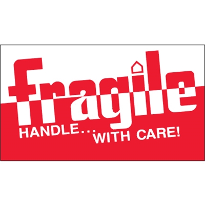 3 x 5" - "Fragile - Handle With Care" Labels - 500/Roll