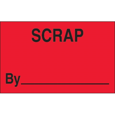 1 1/4 x 2" - "Scrap By" (Fluorescent Red) Labels - 500/Roll