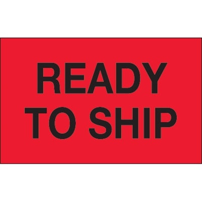 1 1/4 x 2" - "Ready To Ship" (Fluorescent Red) Labels - 500/Roll