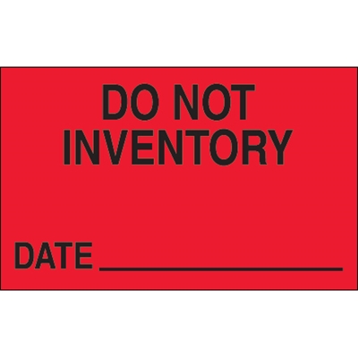 1 1/4 x 2" - "Do Not Inventory - Date" (Fluorescent Red) Labels - 500/Roll