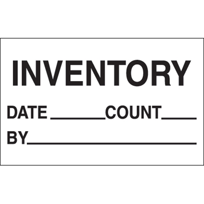 1 1/4 x 2" - "Inventory - Date - Count - By" Labels - 500/Roll