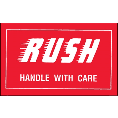 3 x 5" - "Rush - Handle With Care" Labels - 500/Roll