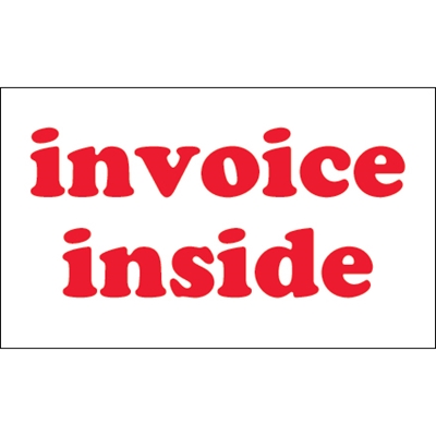 3 x 5" - "Invoice Inside" Labels - 500/Roll