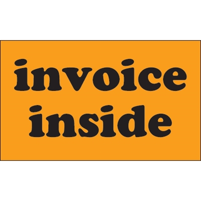 3 x 5" - "Invoice Inside" (Fluorescent Orange) Labels - 500/Roll