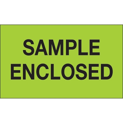 3 x 5" - "Sample Enclosed" (Fluorescent Green) Labels - 500/Roll