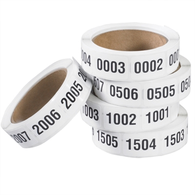 1 x 1 1/2" (0501-1000) Consecutive Numbered Labels - 500/Roll