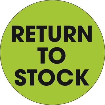 2" Circle - "Return To Stock" Fluorescent Green Labels - 500/Roll