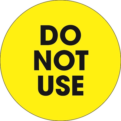 2" Circle - "Do Not Use" Fluorescent Yellow Labels - 500/Roll