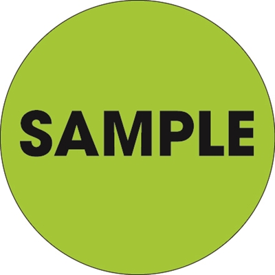 2" Circle - "Sample" Fluorescent Green Labels - 500/Roll