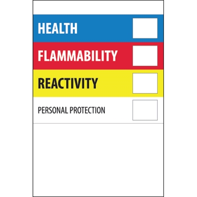 4 x 6" - "Health Flammability Reactivity" - 500/Roll