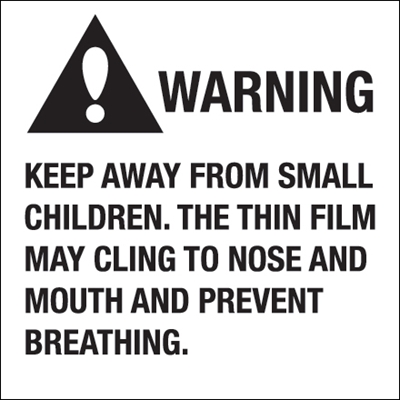 2 x 2" - "Warning Keep Away From Small Children" - 500/Roll