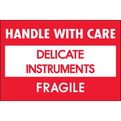 2 x 3" - "Delicate Instruments - HWC" - Fragile Labels - 500/Roll