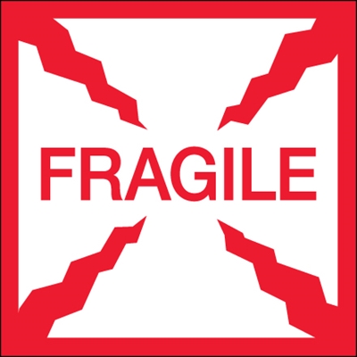 2 x 2" - "Fragile" Labels - 500/Roll